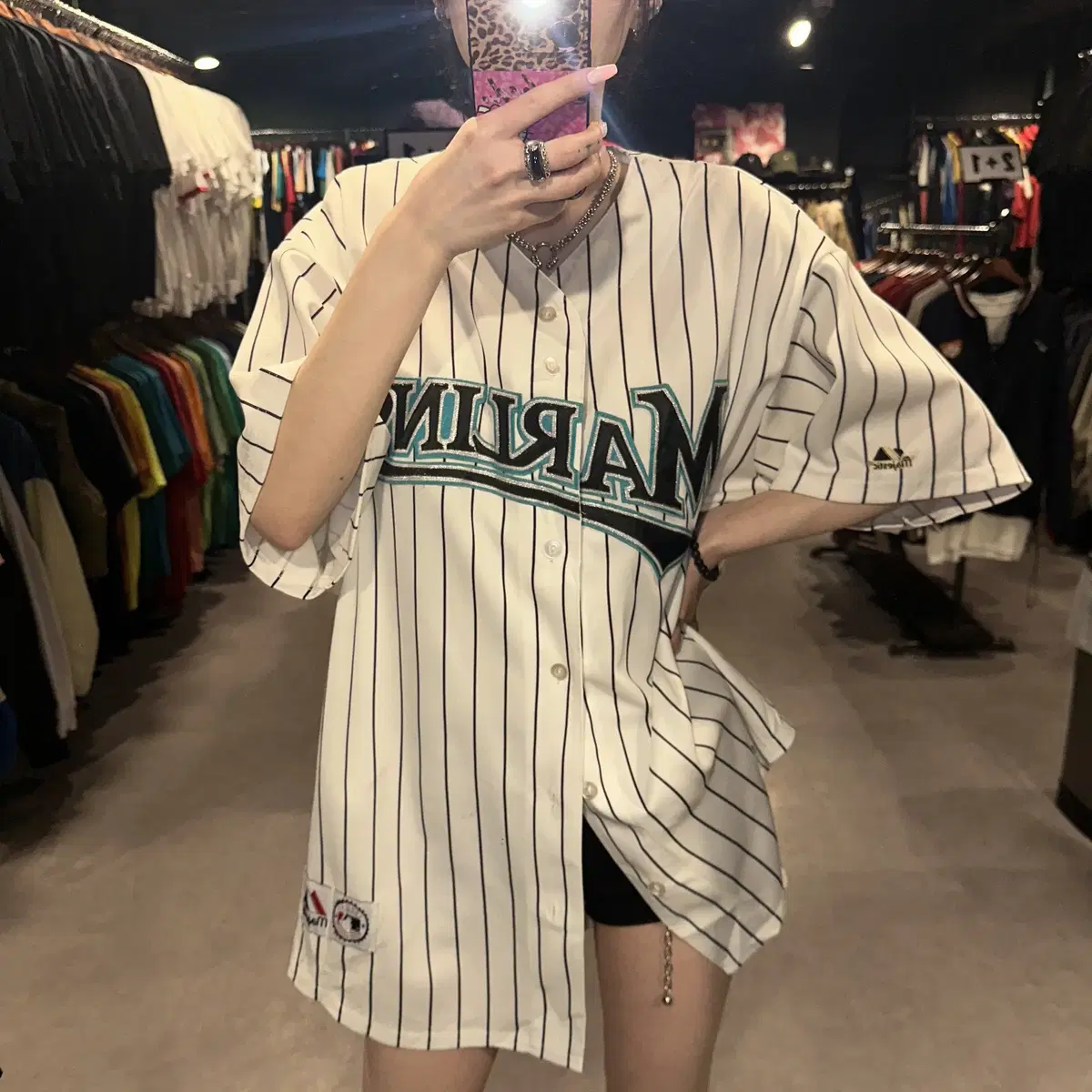 (361)Majestic 마제스틱 MARLINS 자수 빈티지 야구 유니폼